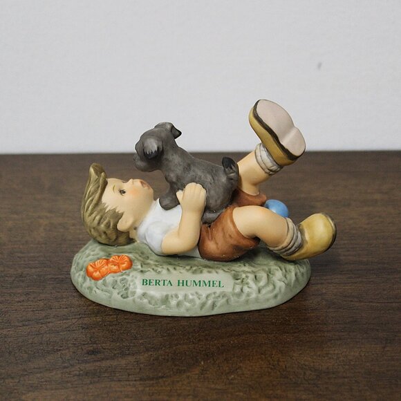 Berta Hummel Figurine "Pals" BH4 Goebel 1996 Boy Playing With Dog With Ball - Picture 1 of 8